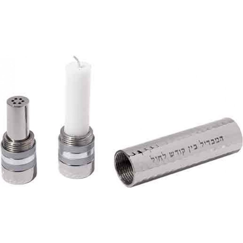 Yair Emanuel Hammered Nickel 2 in 1 Compact Wand Ha... | Havdalah Sets