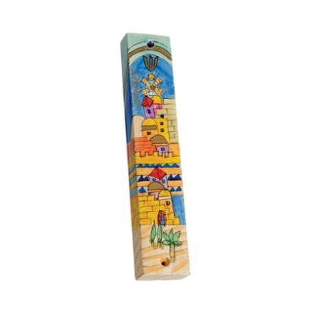 Yair Emanuel Small Hand Painted Wood Mezuzah ... | Mezuzahs by Emanuel