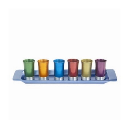 Yair Emanuel Six Anodized Aluminum Kiddush Cups and ... | Kiddush Cups