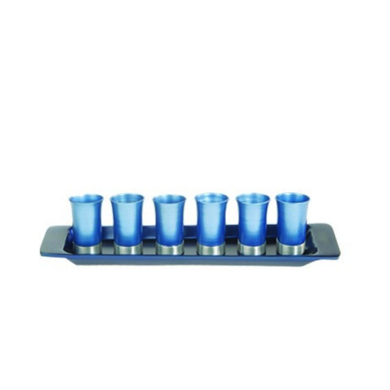 Yair Emanuel Six Anodized Aluminum Kiddush Cups and ... | Kiddush Cups