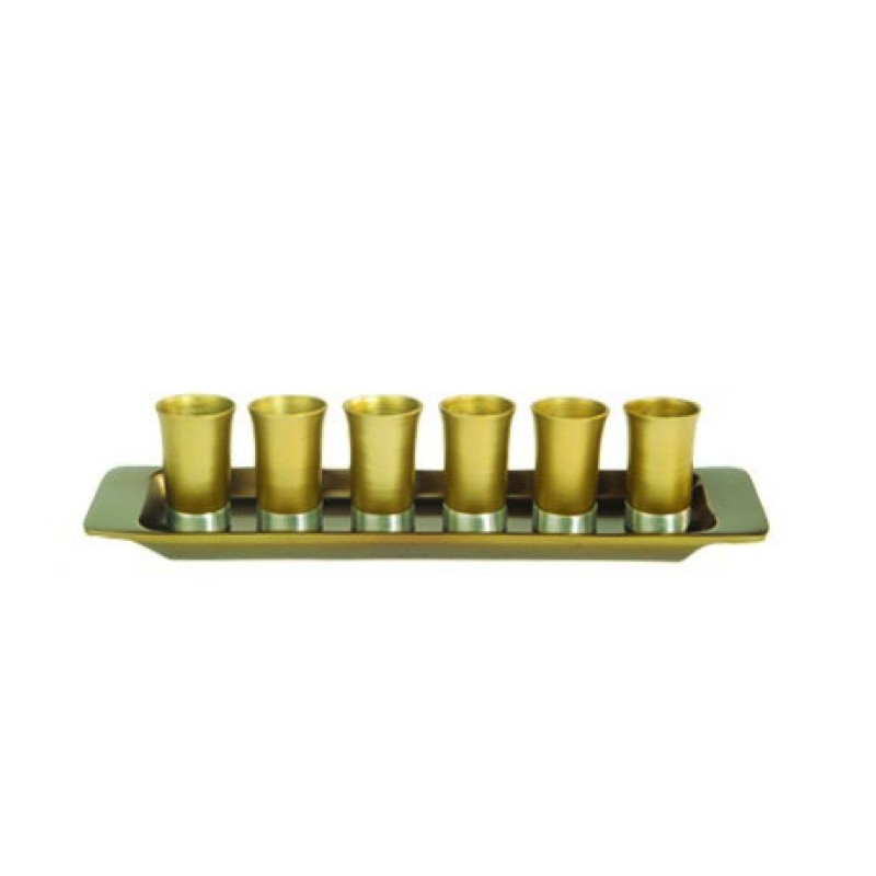 Yair Emanuel Six Anodized Aluminum Kiddush Cups and ... | Kiddush Cups