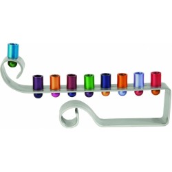Yair Emanuel Curling Curves Anodized Aluminum Ha... | Hanukkah Menorah