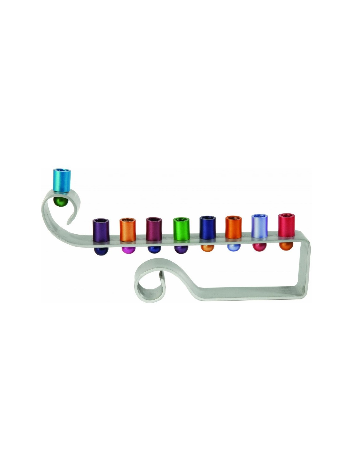 Yair Emanuel Curling Curves Anodized Aluminum Ha... | Hanukkah Menorah