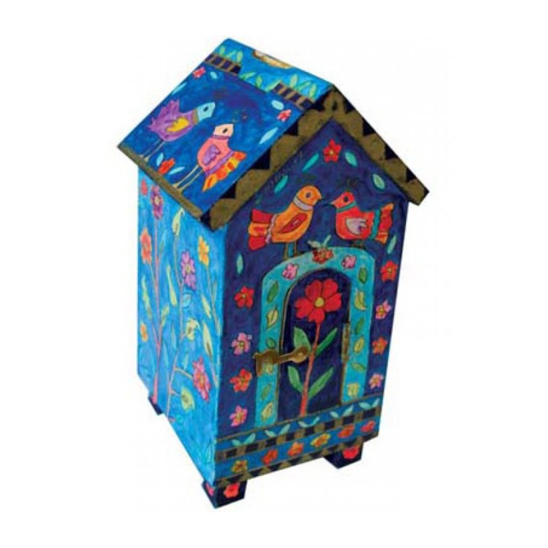 Yair Emanuel Blue House Shaped Wood Tzedakah Chari... | Tzedakah boxes