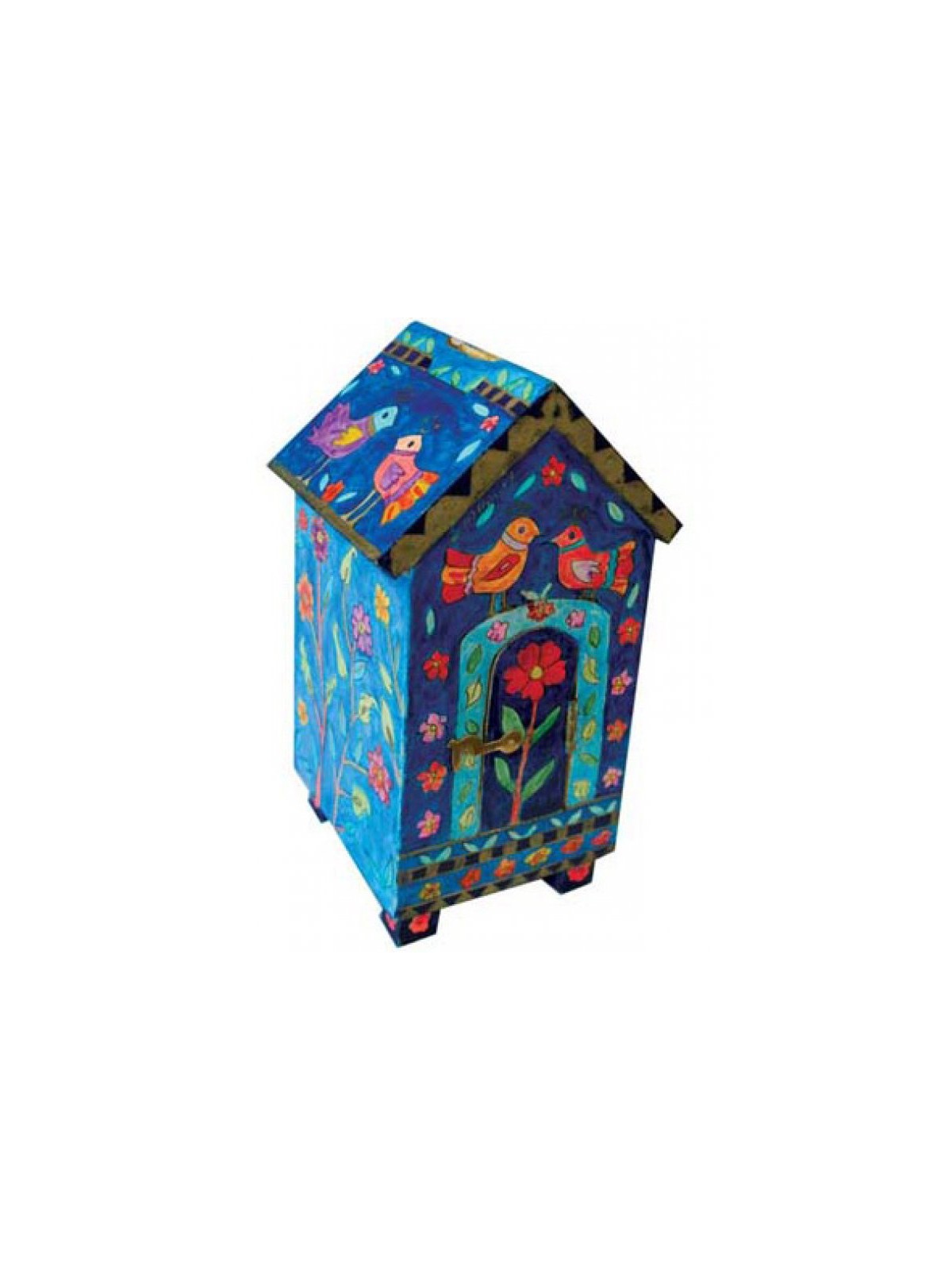 Yair Emanuel Blue House Shaped Wood Tzedakah Chari... | Tzedakah boxes
