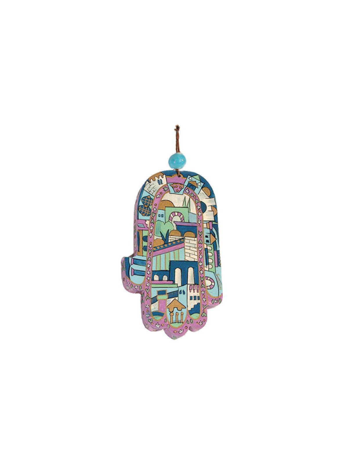 Yair Emanuel Hand Painted Wood Wall Hamsa Blue ... | Hamsas by Emanuel