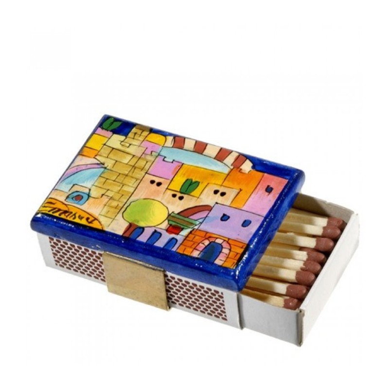 Yair Emanuel Painted Wood Matchbox Holder J... | Matchboxes by Emanuel