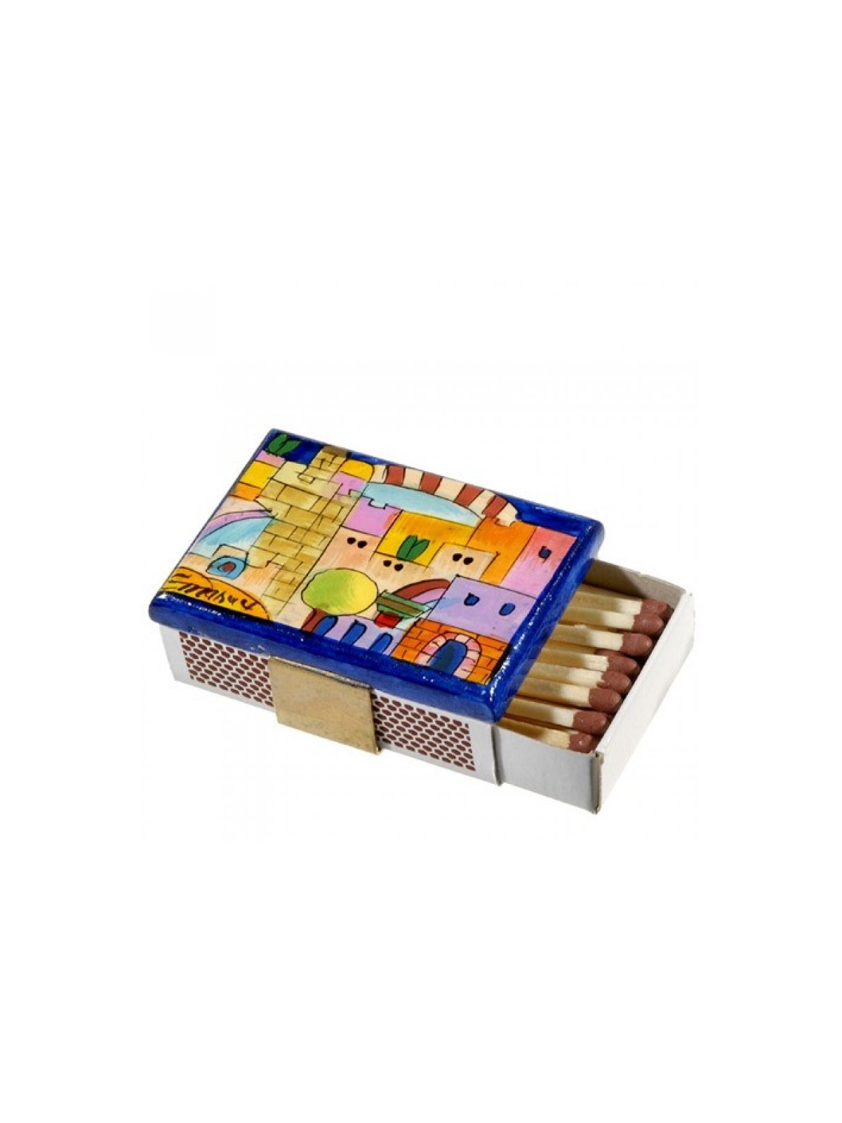 Yair Emanuel Painted Wood Matchbox Holder J... | Matchboxes by Emanuel