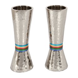 Yair Emanuel Hammered Nickel Cone Candlesticks Color... | Candlesticks