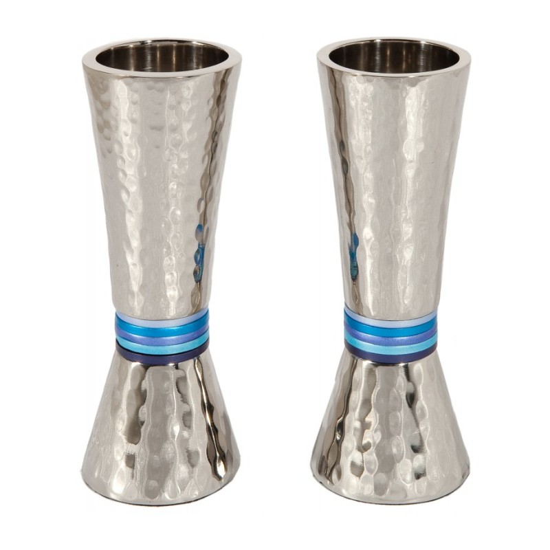 Yair Emanuel Hammered Nickel Cone Candlesticks Color... | Candlesticks