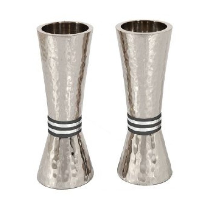 Yair Emanuel Hammered Nickel Cone Candlesticks Color... | Candlesticks