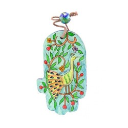 Yair Emanuel Small Hand Painted Wood Wall Hamsa... | Hamsas by Emanuel