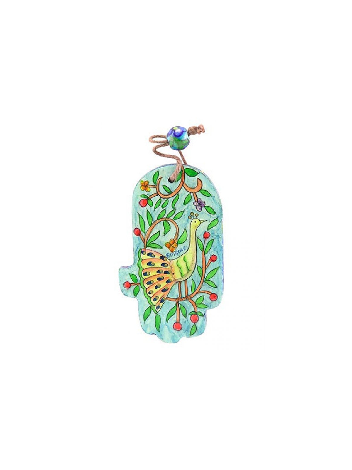 Yair Emanuel Small Hand Painted Wood Wall Hamsa... | Hamsas by Emanuel