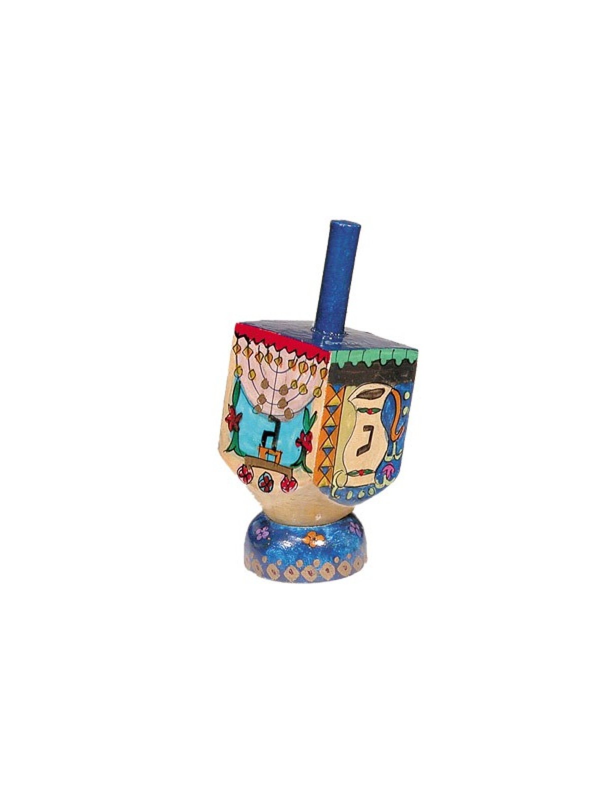Yair Emanuel Hand Painted Wood Dreidel with Stand Small ... | Dreidels