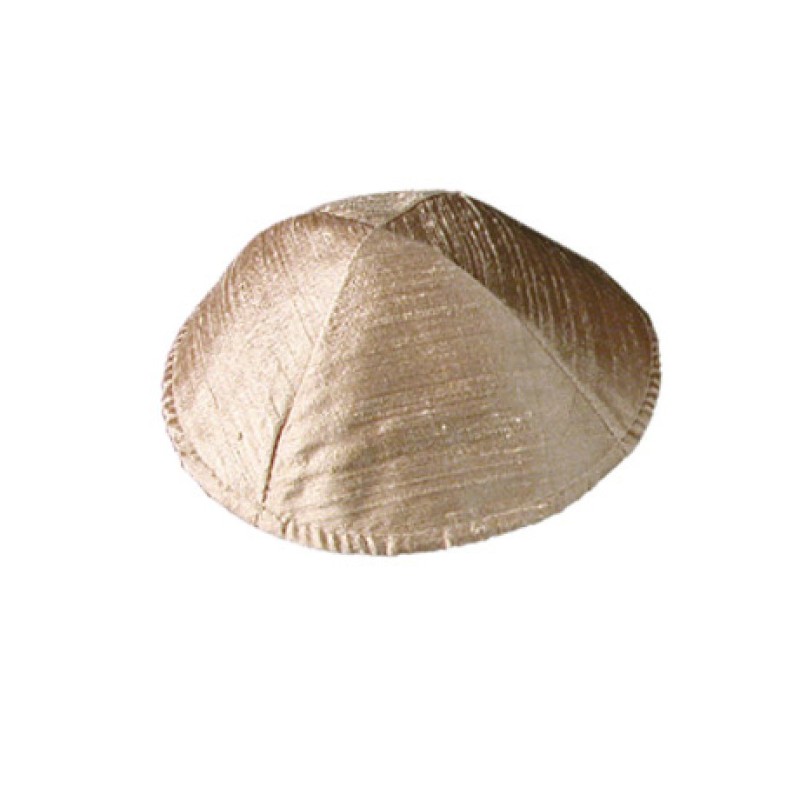 Yair Emanuel Basic Raw Silk Kippah Gold Tan | Kippot & Hats by Emanuel