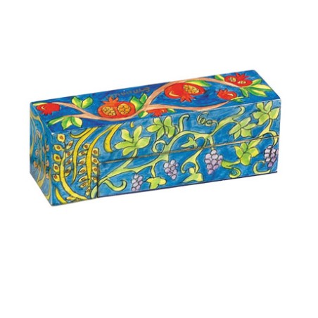 Yair Emanuel Hand Painted Wood Compact Hanukkah ... | Hanukkah Menorah