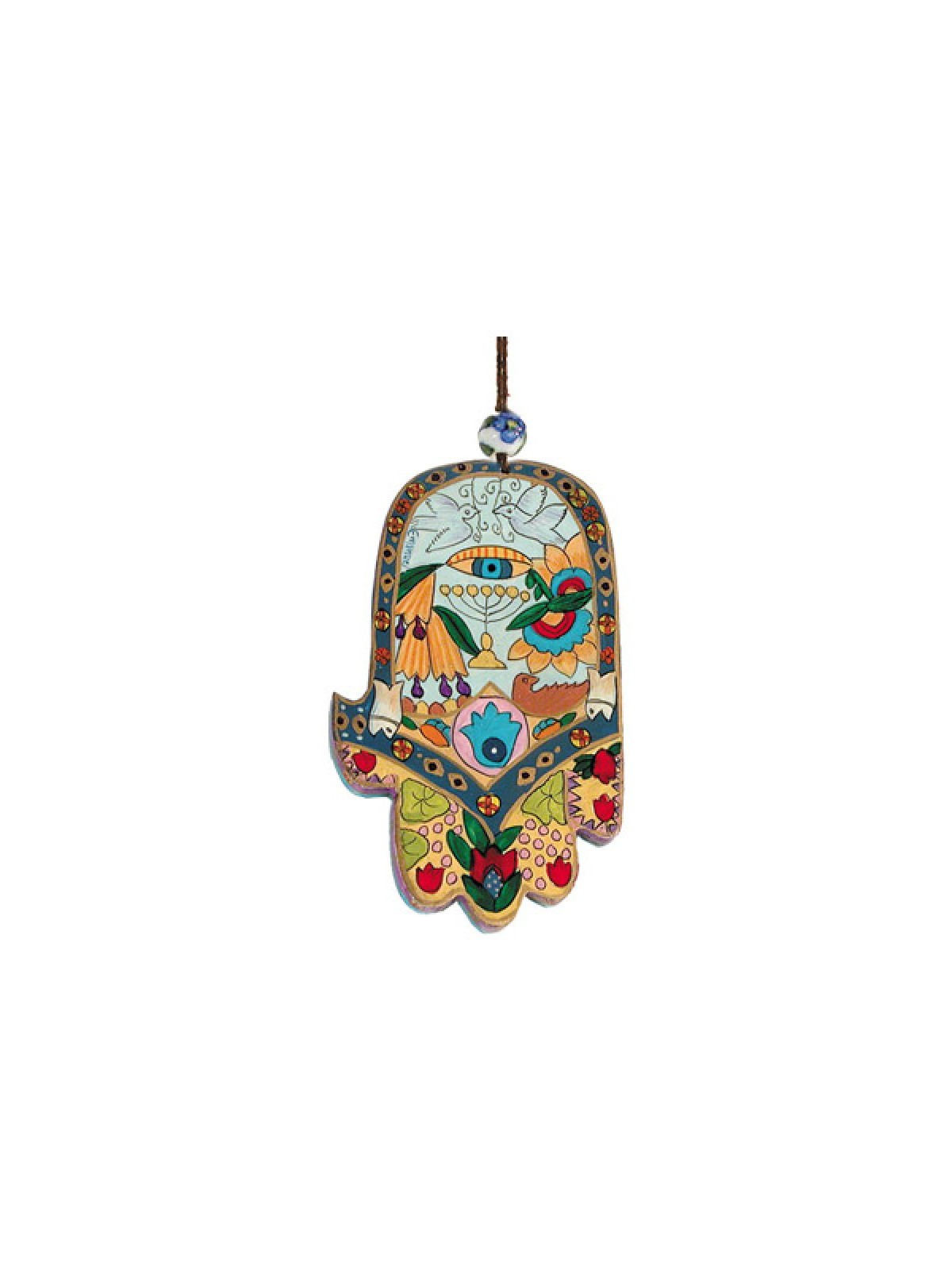 Yair Emanuel Hand Painted Wood Wall Hamsa Color... | Hamsas by Emanuel