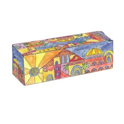 Yair Emanuel Hand Painted Compact Wood Hanukkah ... | Hanukkah Menorah