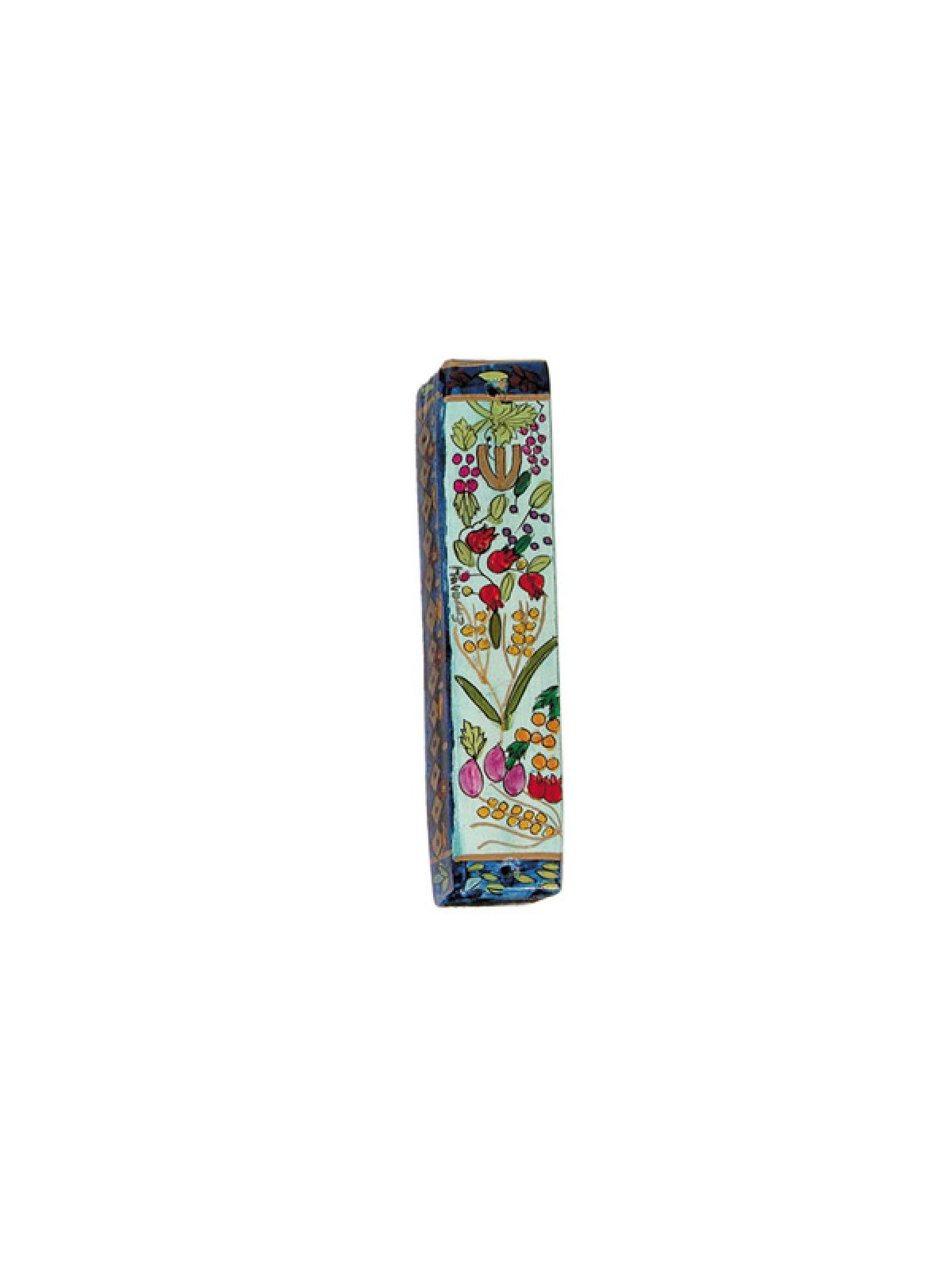 Yair Emanuel Small Hand Painted Wood Mezuzah ... | Mezuzahs by Emanuel