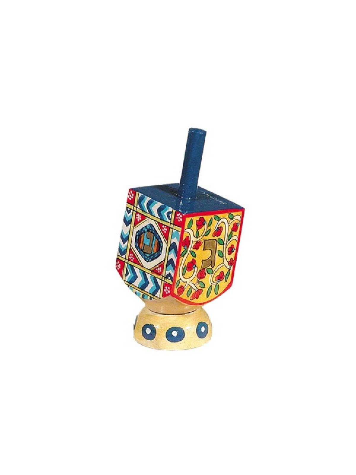 Yair Emanuel Hand Painted Wood Dreidel on Stand Small Or... | Dreidels