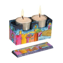 Yair Emanuel Hand Painted Travel Shabbat ... | Candlesticks by Emanuel