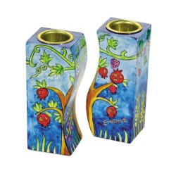Yair Emanuel Hand Painted Wood Fitted Can... | Candlesticks by Emanuel