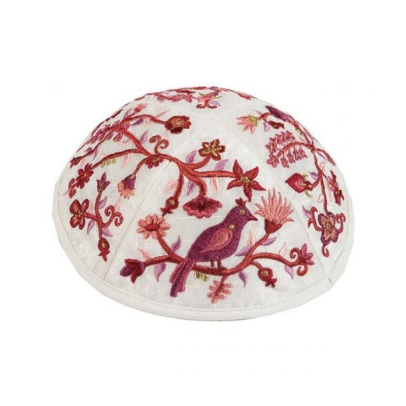 Yair Emanuel Kippah Embroidered Birds an... | Kippot & Hats by Emanuel