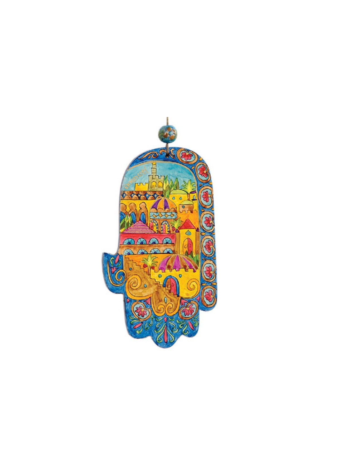 Yair Emanuel Hand Painted Wood Wall Hamsa Orien... | Hamsas by Emanuel