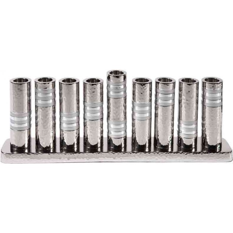Menorah de Hanoukka en nickel martelé Yair Emanuel... | Hanoukka Menorah