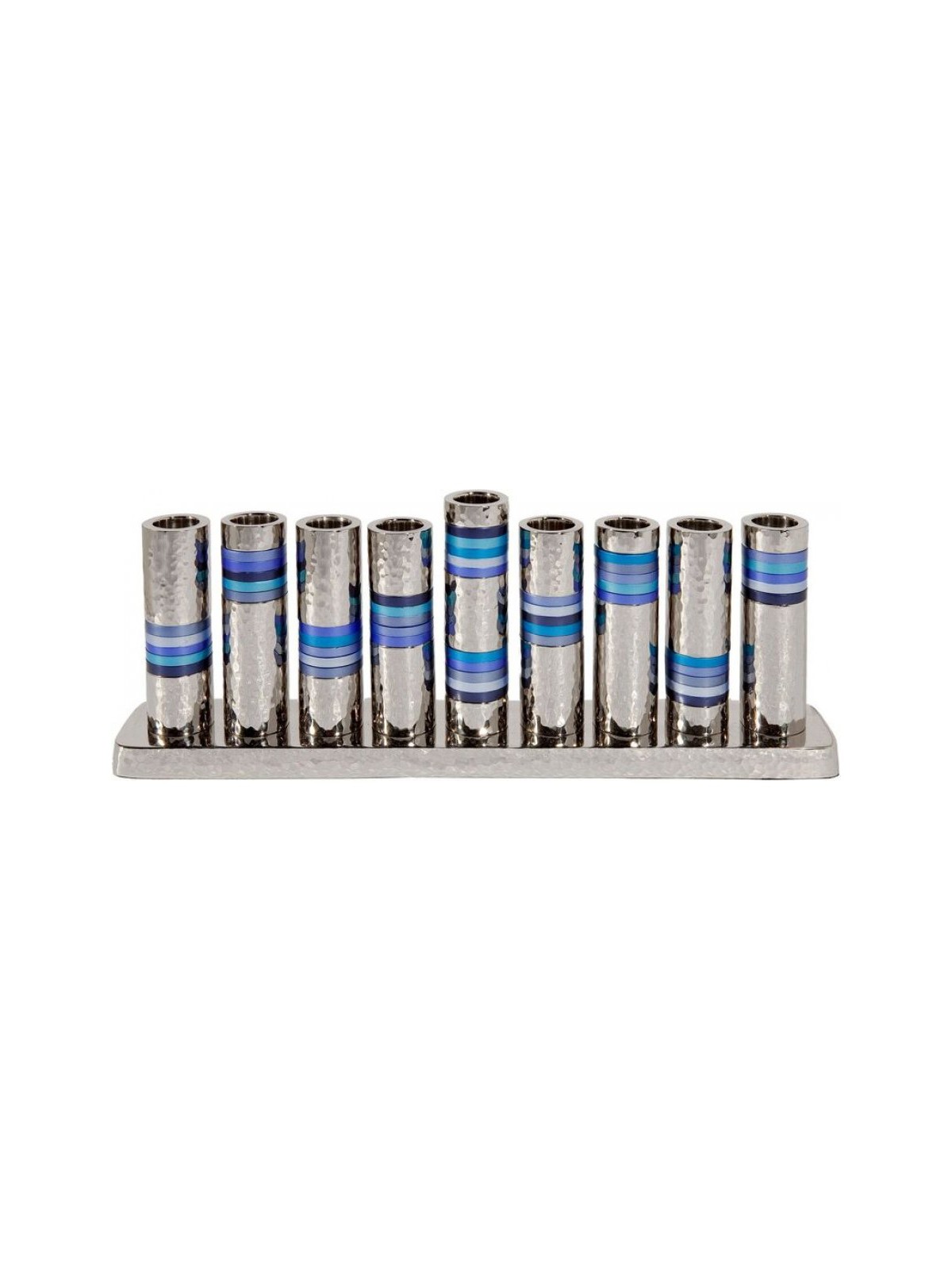 Menorah de Hanoukka en nickel martelé Yair Emanuel... | Hanoukka Menorah