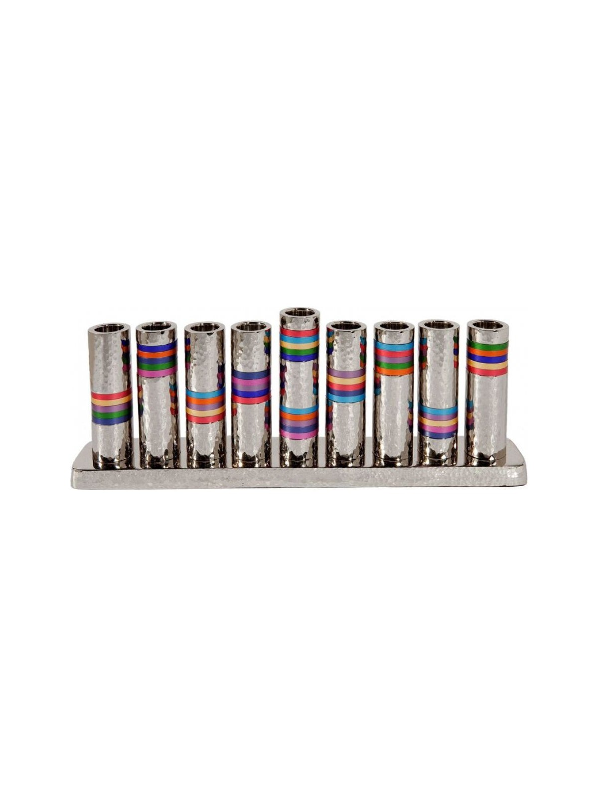 Menorah de Hanoukka en nickel martelé Yair Emanuel... | Hanoukka Menorah