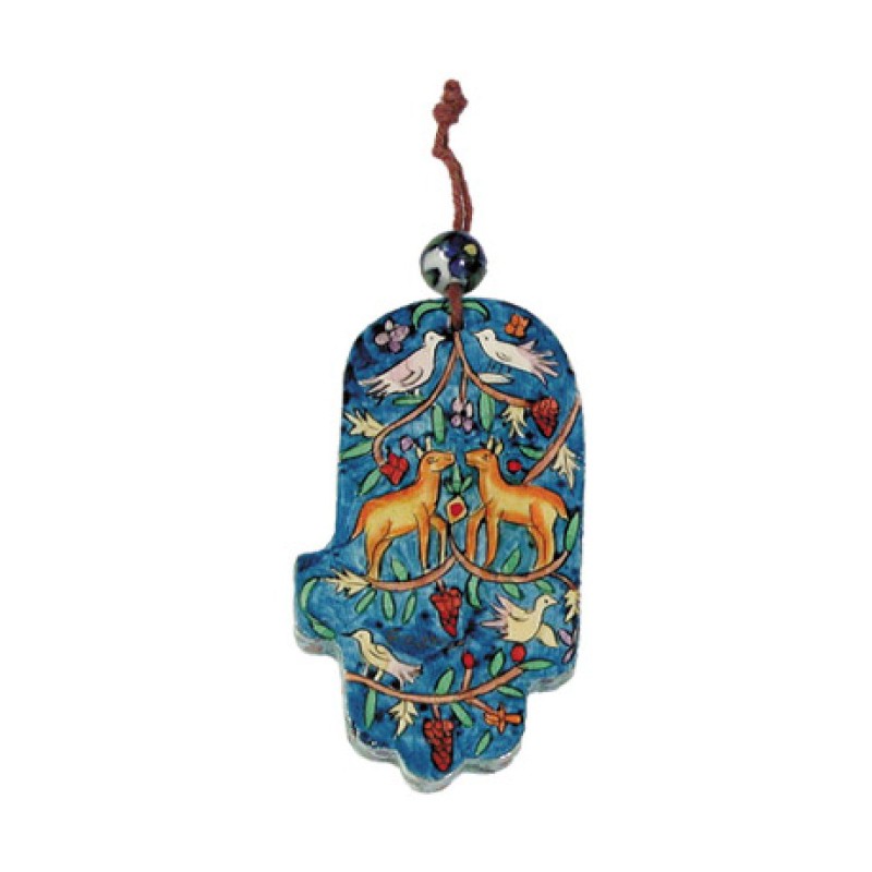 Yair Emanuel Small Handpainted Wood Wall Hamsa ... | Hamsas by Emanuel