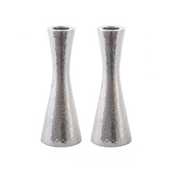 Yair Emanuel Cone Shape Candlestick in Hammered Silv... | Candlesticks