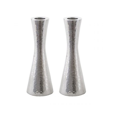 Yair Emanuel Cone Shape Candlestick in Hammered Silv... | Candlesticks