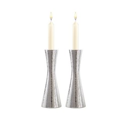 Yair Emanuel Cone Shape Candlestick in Hammered Silv... | Candlesticks
