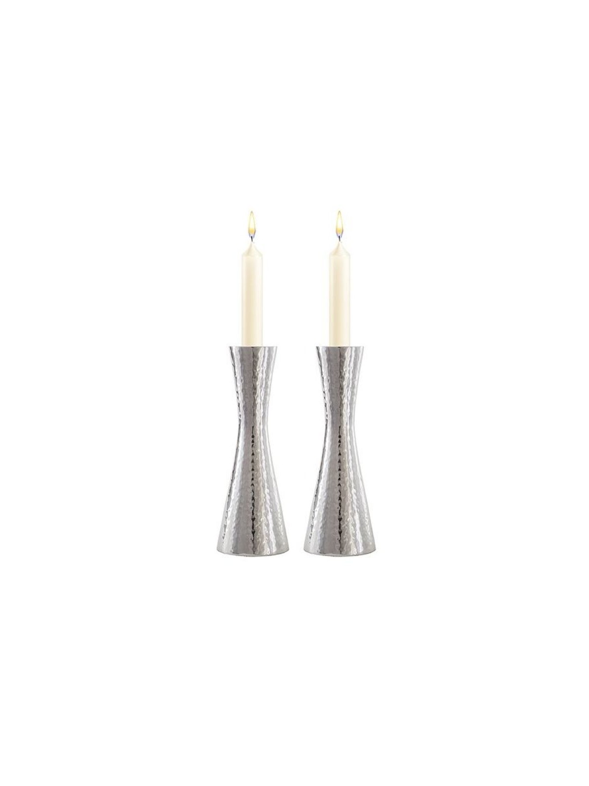 Yair Emanuel Cone Shape Candlestick in Hammered Silv... | Candlesticks