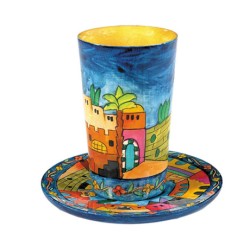 Yair Emanuel Hand Painted Wood Kiddush Cu... | Kiddush Cups by Emanuel