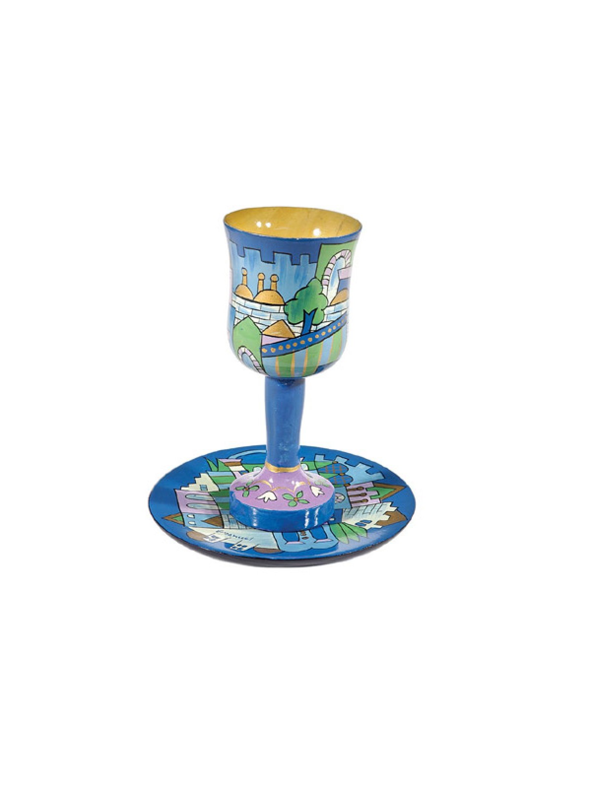 Yair Emanuel Hand Painted Wood Stem Kiddu... | Kiddush Cups by Emanuel