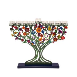 Yair Emanuel Hand Painted Laser Cut Chanukah Men... | Hanukkah Menorah