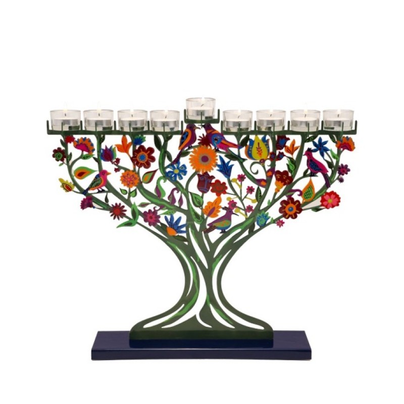 Yair Emanuel Hand Painted Laser Cut Chanukah Men... | Hanukkah Menorah