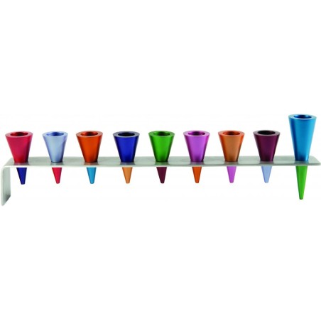 Yair Emanuel Anodized Aluminum Cones Hanukkah Me... | Hanukkah Menorah