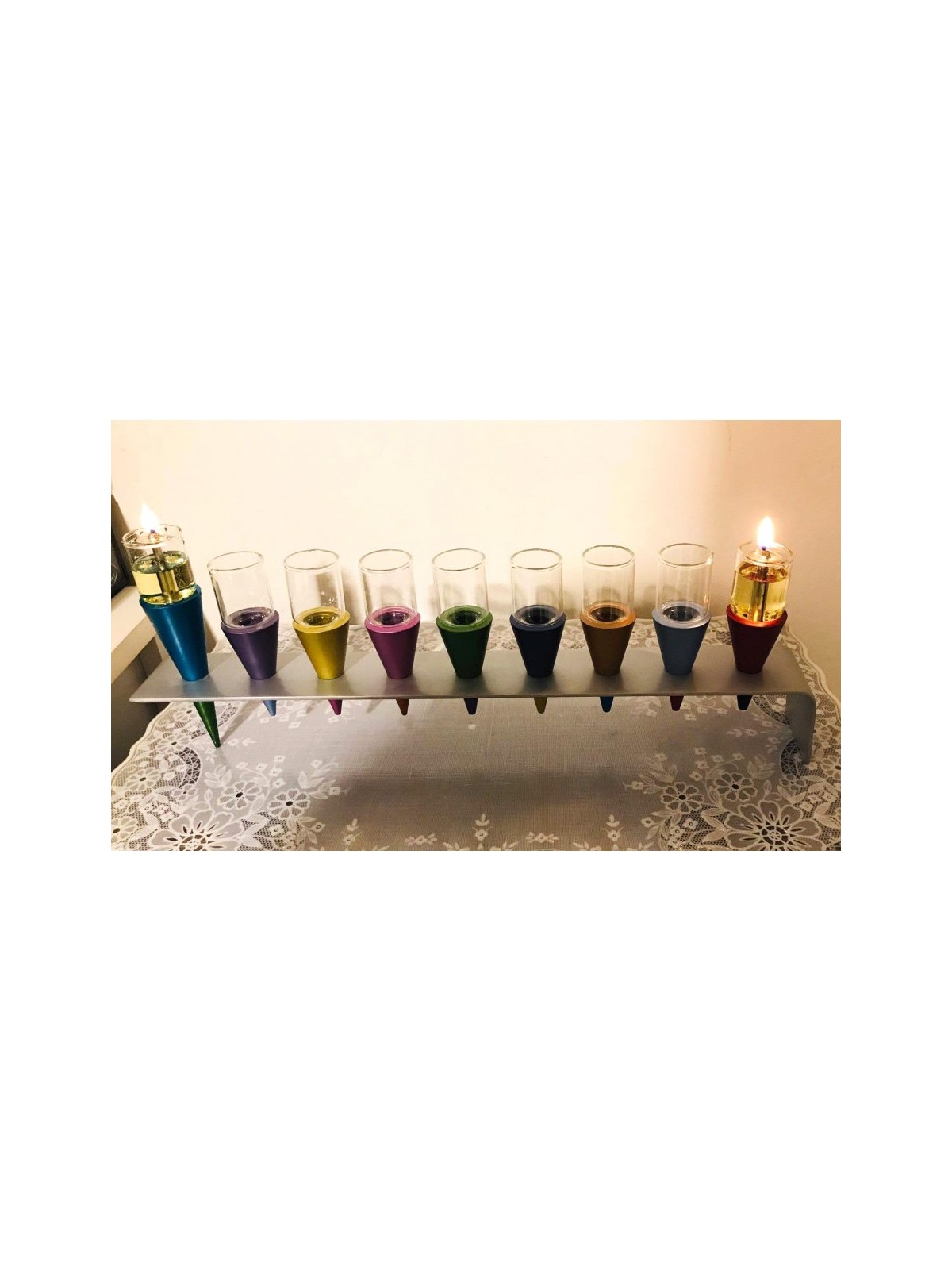 Yair Emanuel Anodized Aluminum Cones Hanukkah Me... | Hanukkah Menorah