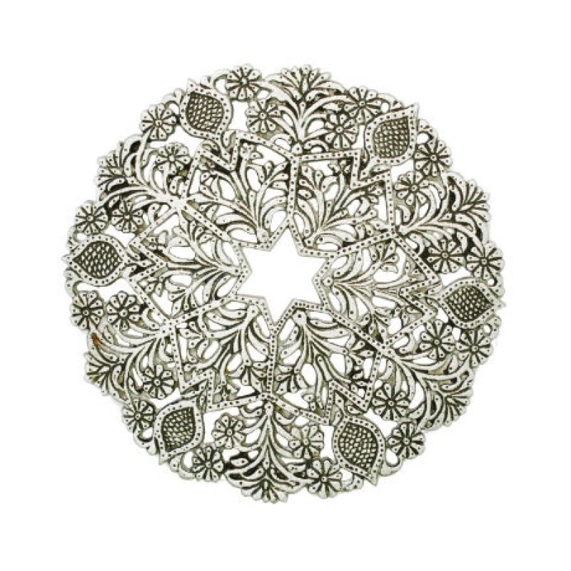 Yair Emanuel Circular Trivet with Floral an... | Gift Ideas by Emanuel