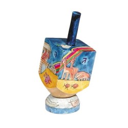 Yair Emanuel Hand Painted Wood Dreidel on Stand Small No... | Dreidels