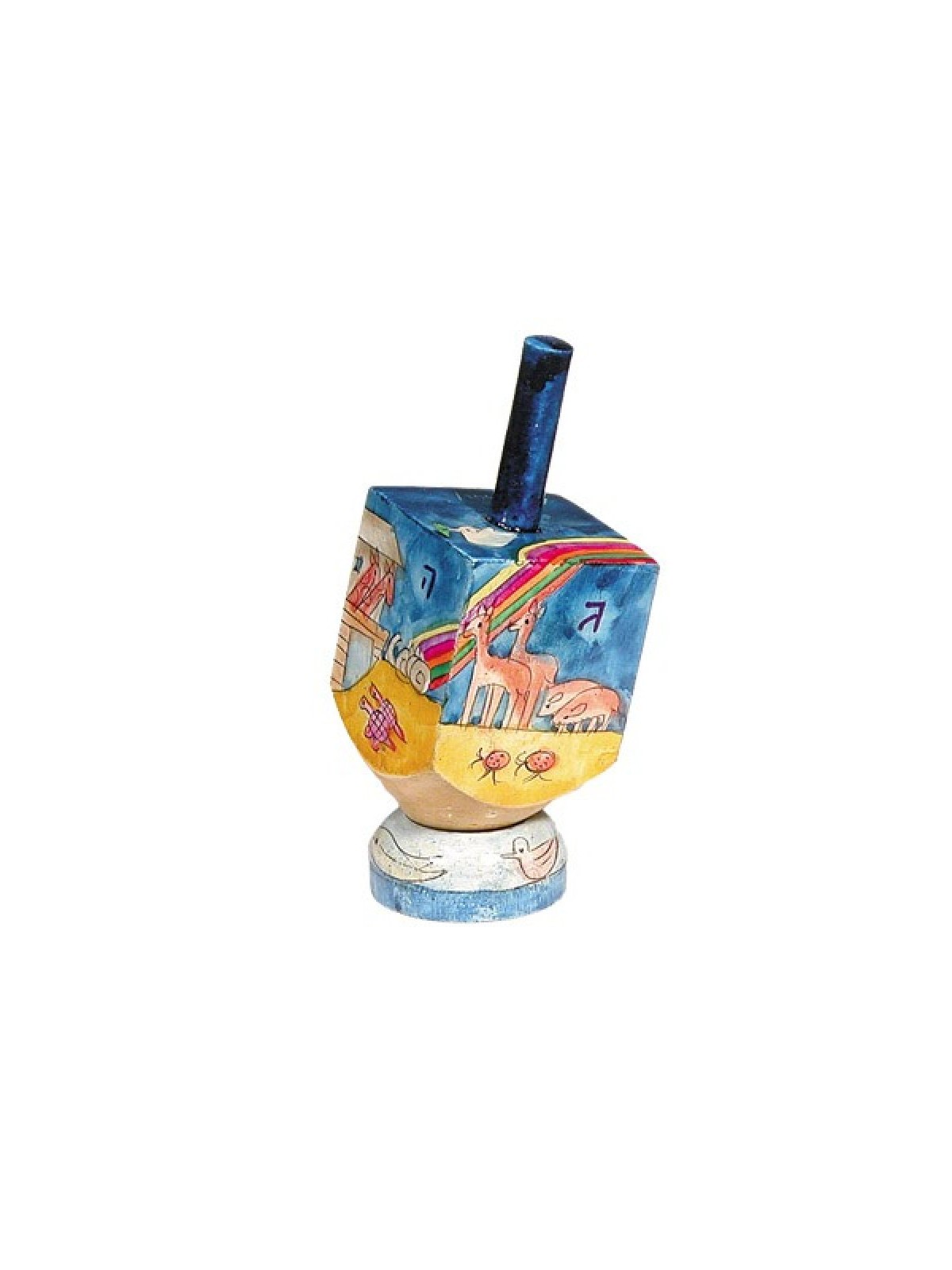 Yair Emanuel Hand Painted Wood Dreidel on Stand Small No... | Dreidels