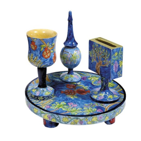 Ensemble de Havdalah en bois 4 pièces peint à la main par Yair Emanuel... | Ensembles de Havdalah