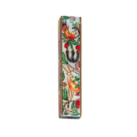 Yair Emanuel Small Hand Painted Wood Mezuzah ... | Mezuzahs by Emanuel