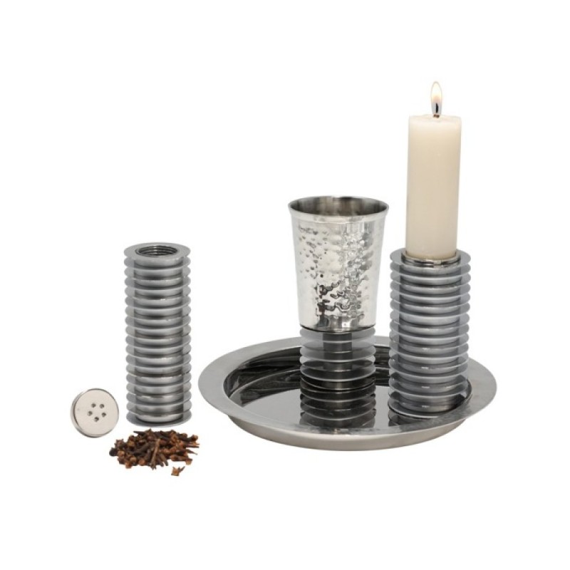Yair Emanuel Contemporary 4 Piece Havdalah Set Stac... | Havdalah Sets