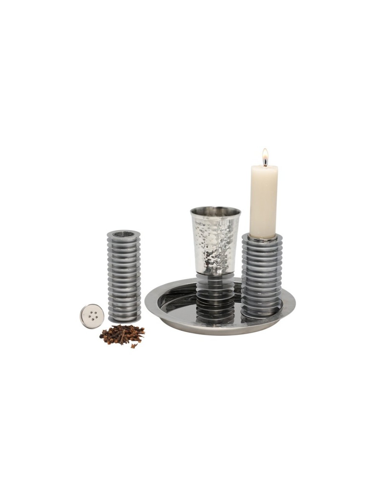 Yair Emanuel Contemporary 4 Piece Havdalah Set Stac... | Havdalah Sets