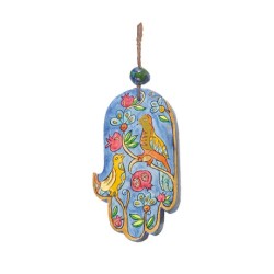 Yair Emanuel Small Hand Painted Wood Wall Hamsa... | Hamsas by Emanuel